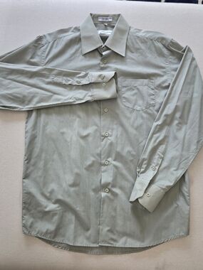 Berlioni Italy Men's Light Sage Button Down Dress Shirt 15-15.5 34/35 Classic